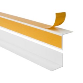 Kątownik twardy PCV 50x50mm, QUEST samoprzylepny, klejony po zewnętrznej stronie, ozdobny profil L kątowy, KTZ, biały, 2m