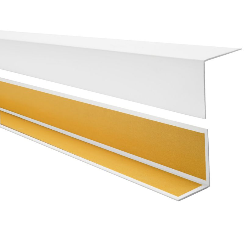 Kątownik twardy PCV 50x50mm, QUEST samoprzylepny, ozdobny profil L kątowy, narożnik dekoracyjny z klejem, KTK, biały, 2m