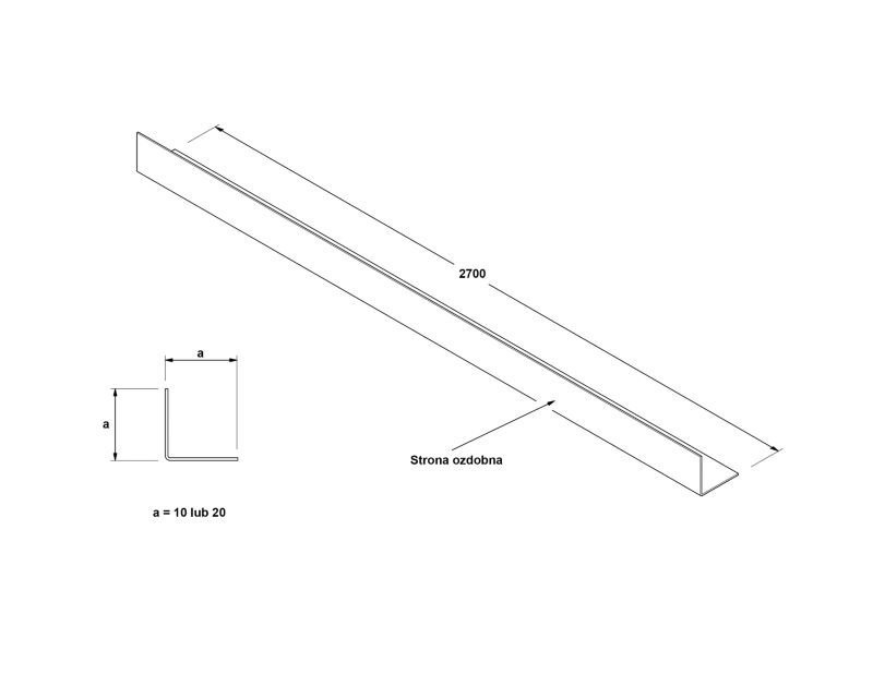 Kątownik wykończeniowy L Lambro srebrny matowy 2cm x 2cm x 270cm 1 szt.