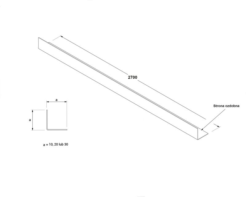 Kątownik wykończeniowy wewnętrzny L Lambro złoty połysk 2cm x 2cm x 270cm 1 szt.