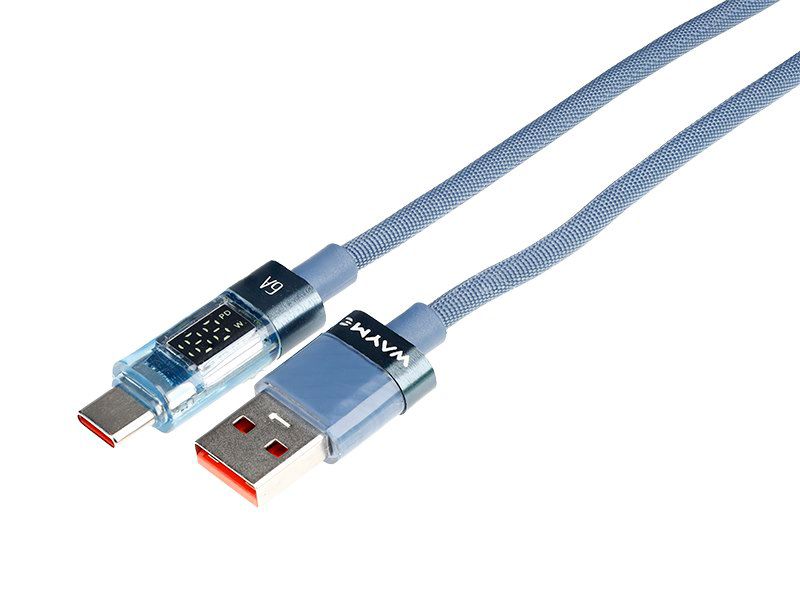 Kabel do ładowania i synchronizacji, WAYME, w oplocie z mikrofibry, 100 cm, max 66W, 1 szt.