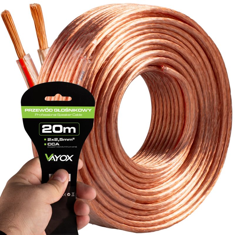 Kabel głośnikowy Vayox VA0222-20 2x1,5mm2 CCA 20m 1szt.
