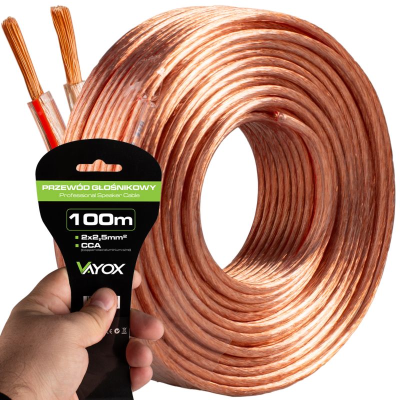 Kabel głośnikowy Vayox VA0227 2x2,5mm2 CCA 100m 1szt.