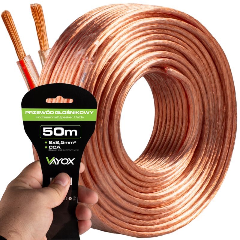 Kabel głośnikowy Vayox VA0227-50 2x2,5mm2 CCA 50m 1szt.