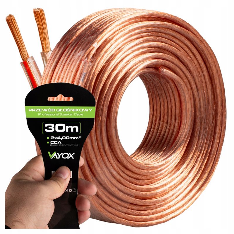 Kabel głośnikowy Vayox VA0439-30 2x4mm2 CCA 30m 1szt.