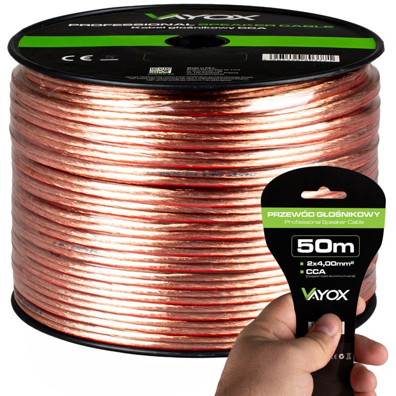 Kabel głośnikowy Vayox VA0439-50 2x4mm2 CCA 50m 1szt.