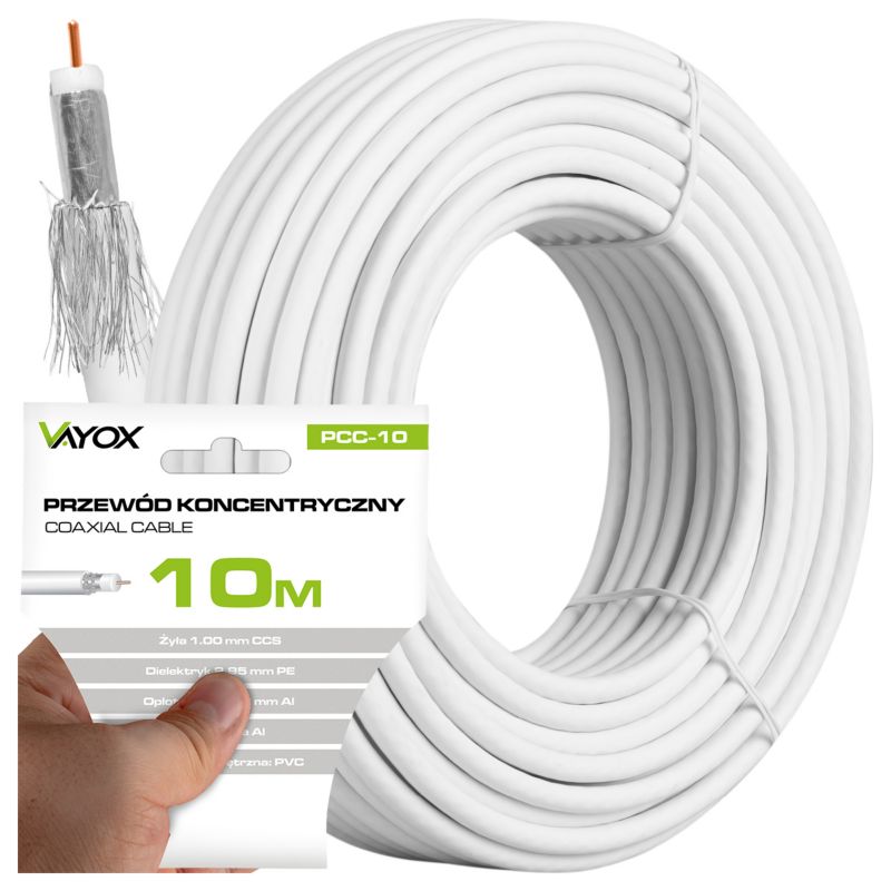 Kabel koncentryczny Vayox PCC-15 antenowy CCS 75 Ohm 10 m 1 szt.