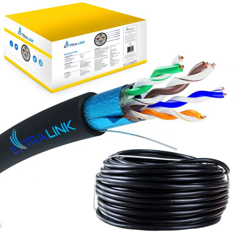 Kabel sieciowy skrętka Extralink CAT5E FTP (F/UTP) V2 Zewnętrzny 305M 1szt