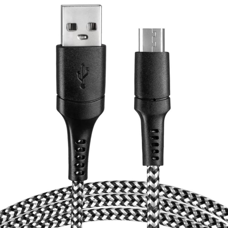 Kabel USB - Micro USB Vayox VA0150 oplot czarno-biały 1m 1szt.