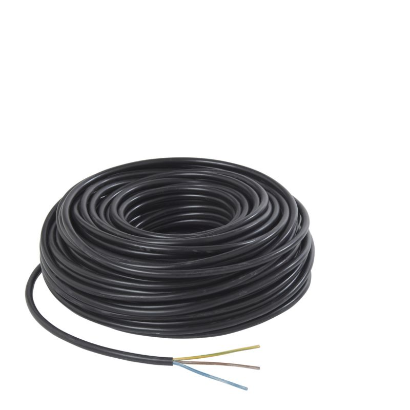 Kabel zasilający H05VVF 3 x 1,5 mm2 50 m czarny