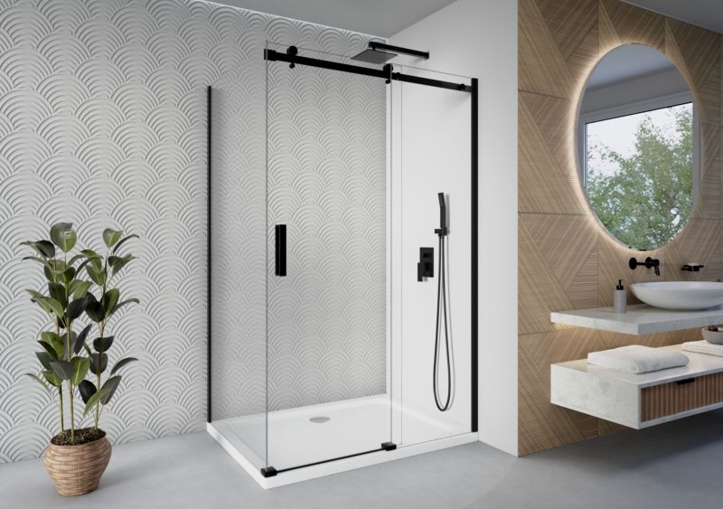 Kabina prysznicowa 120x80 prostokątna przesuwna LOTUS SEVANTE czarna 1 szt.