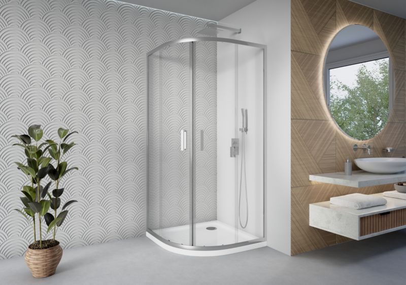 Kabina prysznicowa 80x80 półokrągła przesuwna CAREX SEVANTE chrom 1 szt.