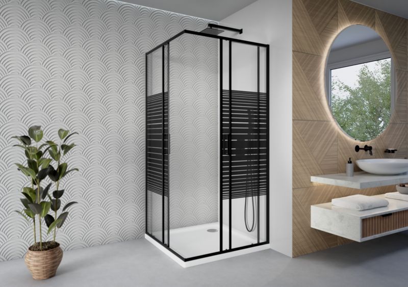 Kabina prysznicowa 80x80 prostokątna z pasami SCABRA SEVANTE chrom 1 szt.