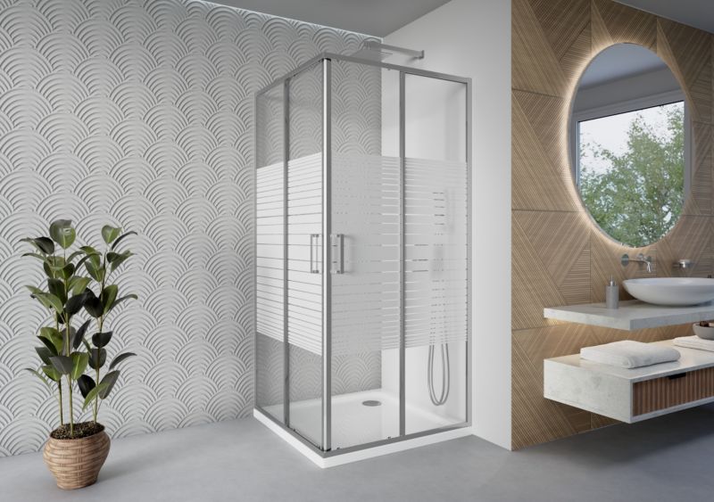 Kabina prysznicowa 90x90 kwadratowa z pasami SCABRA SEVANTE chrom 1 szt.