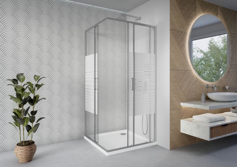 Kabina prysznicowa 90x90 kwadratowa z pasami SCABRA SEVANTE chrom 1 szt.