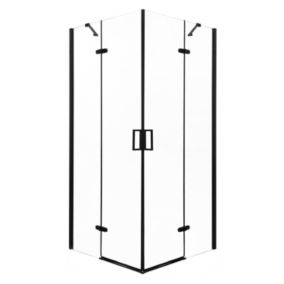 Kabina prysznicowa kwadratowa bez brodzika Kerra Flow Czarna 90x90 cm