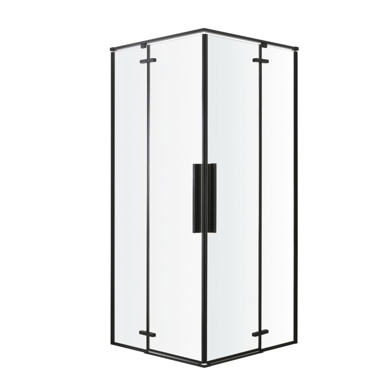 Kabina prysznicowa kwadratowa GoodHome Ezili 80 x 80 cm czarna/transparentna