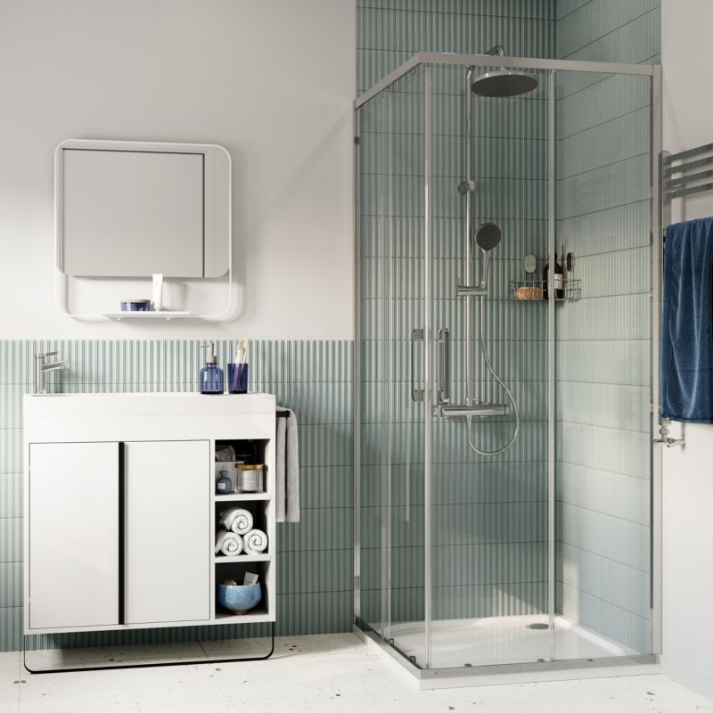 Kabina prysznicowa kwadratowa GoodHome Maza 80 cm chrom/transparentne