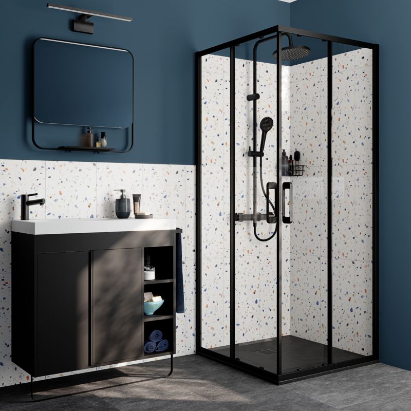 Kabina prysznicowa kwadratowa GoodHome Maza 80 cm czarne/transparentne