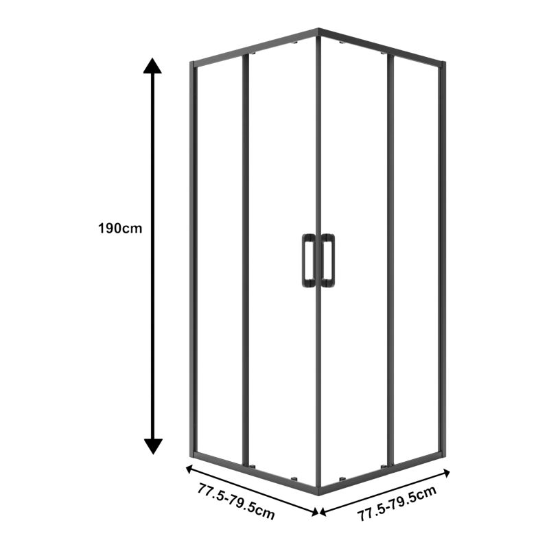 Kabina prysznicowa kwadratowa GoodHome Maza 80 cm czarne/transparentne