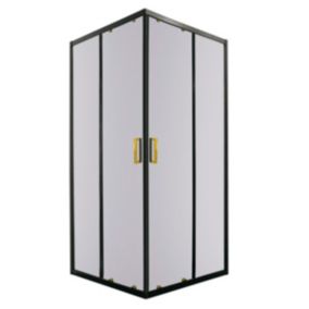 Kabina prysznicowa kwadratowa Kerra Tiara Square 80 cm GOLD grafitowe szkło czarne profile złote dodatki 1 szt.