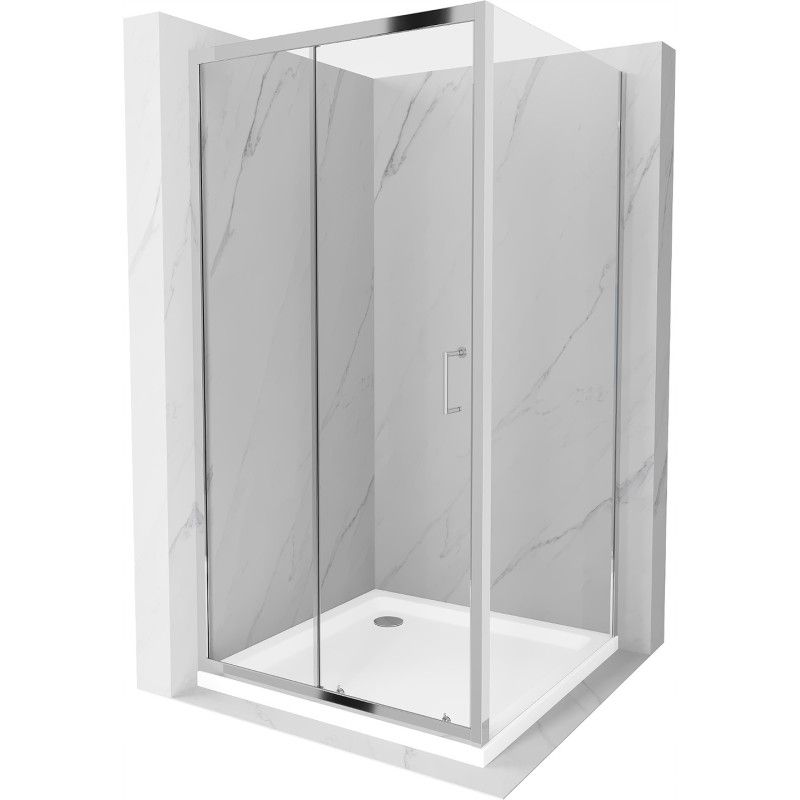 Kabina prysznicowa Mexen Apia rozsuwana 100 x 100 cm transparent chrom + brodzik Flat