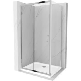 Kabina prysznicowa Mexen Apia rozsuwana 120 x 100 cm transparent chrom + brodzik Flat