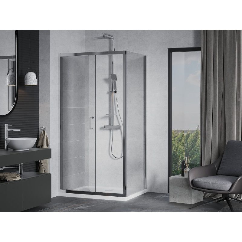 Kabina prysznicowa Mexen Apia rozsuwana 120 x 100 cm transparent chrom + brodzik Flat