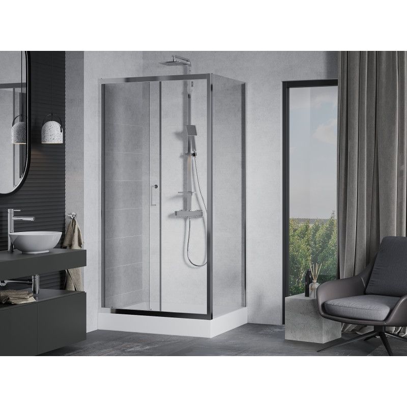 Kabina prysznicowa Mexen Apia rozsuwana 120 x 80 cm transparent chrom + brodzik Rio