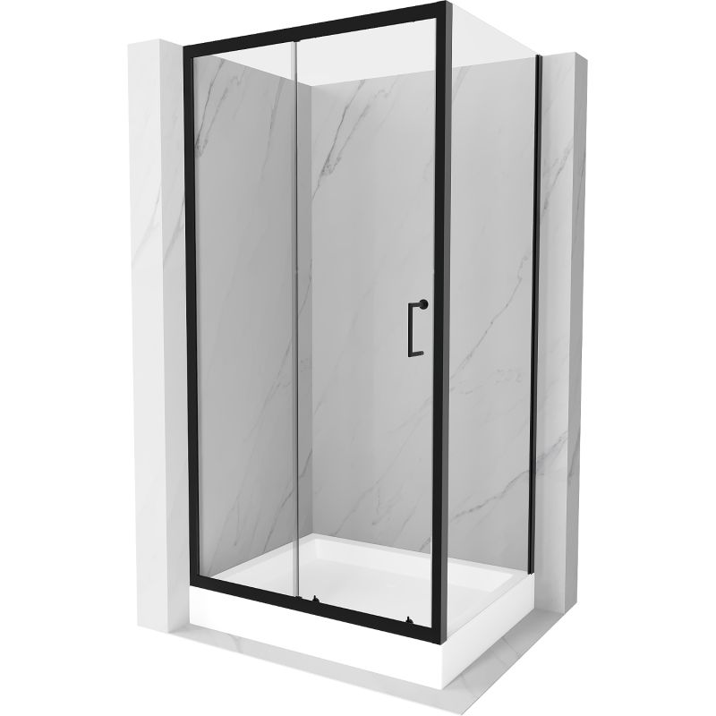 Kabina prysznicowa Mexen Apia rozsuwana 120 x 80 cm transparent czarna + brodzik Rio