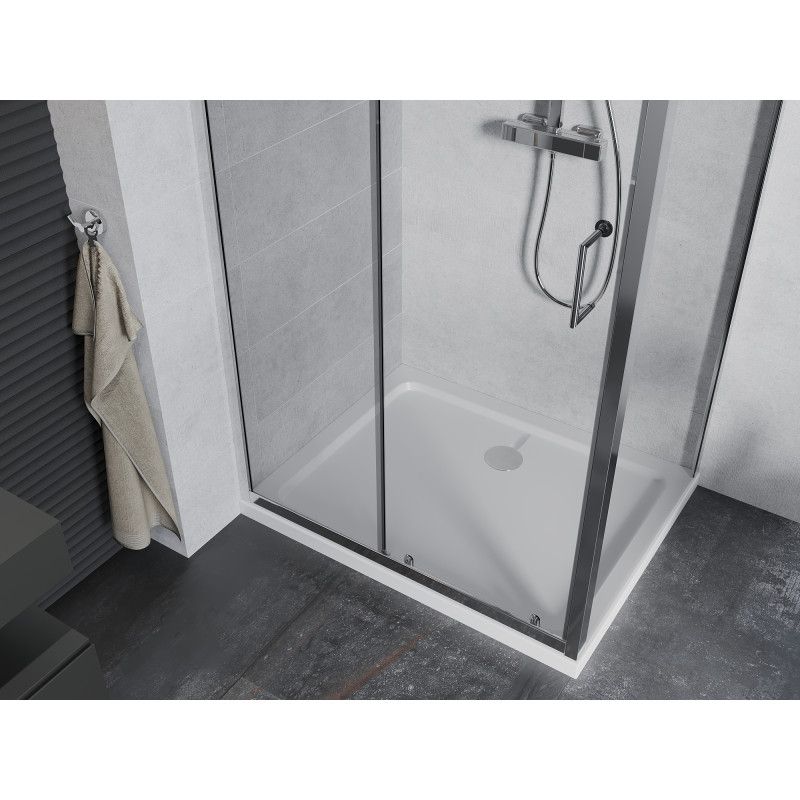 Kabina prysznicowa Mexen Apia rozsuwana 90 x 70 cm transparent chrom + brodzik Flat