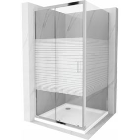 Kabina prysznicowa Mexen Apia rozsuwana 90 x 90 cm pasy chrom + brodzik Flat