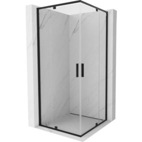 Kabina prysznicowa Mexen Exo kwadratowa uchylna 100 x 100 cm transparent czarna 1 szt.