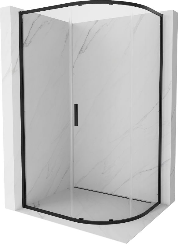 Kabina prysznicowa Mexen Exo półokrągła asymetryczna rozsuwana 100 x 90 cm transparent czarna 1 szt.