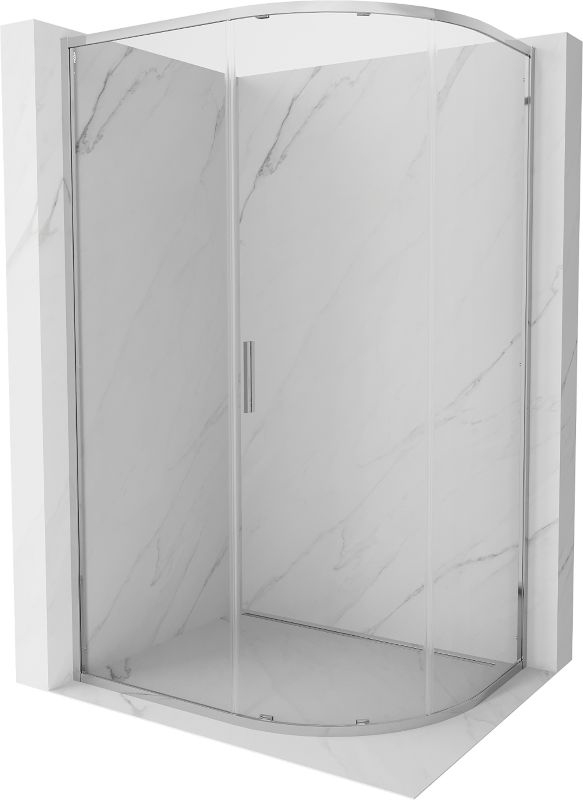 Kabina prysznicowa Mexen Exo półokrągła asymetryczna rozsuwana 90 x 80 cm transparent chrom 1 szt.