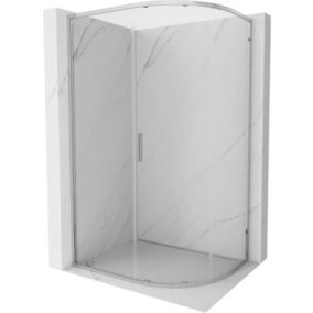 Kabina prysznicowa Mexen Exo półokrągła asymetryczna rozsuwana 90 x 80 cm transparent chrom 1 szt.