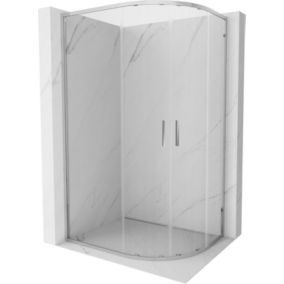 Kabina prysznicowa Mexen Exo półokrągła asymetryczna rozsuwana 90 x 80 cm transparent chrom 1 szt.