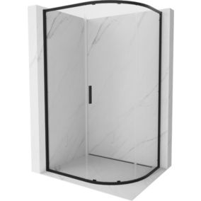 Kabina prysznicowa Mexen Exo półokrągła asymetryczna rozsuwana 90 x 80 cm transparent czarna 1 szt.