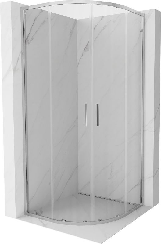 Kabina prysznicowa Mexen Exo półokrągła rozsuwana 80 x 80 cm transparent chrom 1 szt.