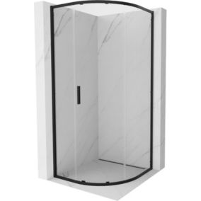 Kabina prysznicowa Mexen Exo półokrągła rozsuwana 80 x 80 cm transparent czarna 1 szt.