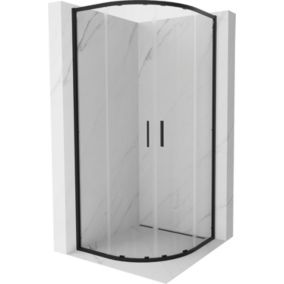 Kabina prysznicowa Mexen Exo półokrągła rozsuwana 80 x 80 cm transparent czarna 1 szt.