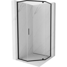 Kabina prysznicowa Mexen Exo pięciokątna uchylna 80 x 80 cm transparent czarna 1 szt.