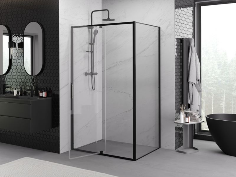 Kabina prysznicowa Mexen Exo uchylna 135 x 75 cm transparent czarna 1 szt.