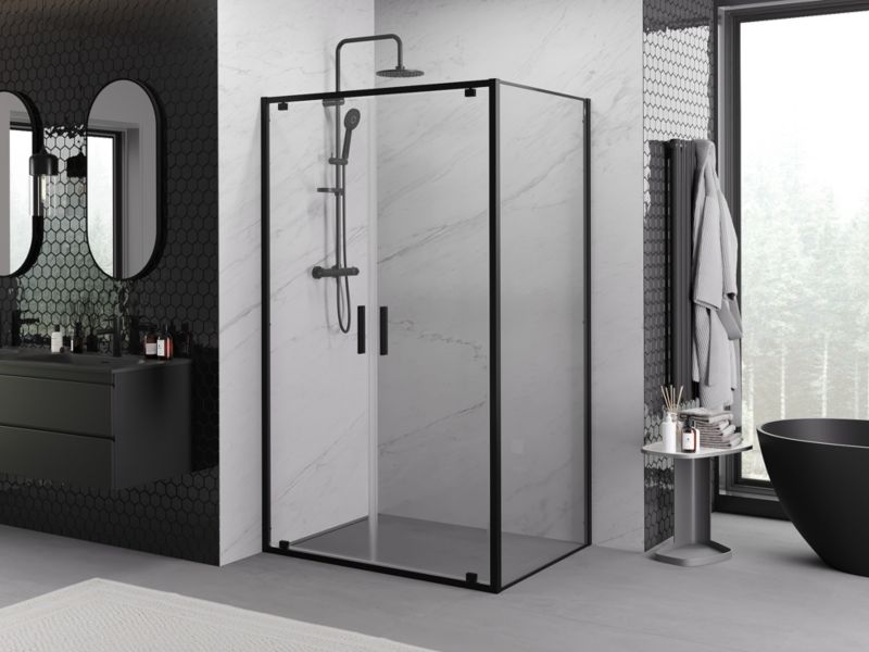 Kabina prysznicowa Mexen Exo uchylna 70 x 75 cm transparent czarna 1 szt.