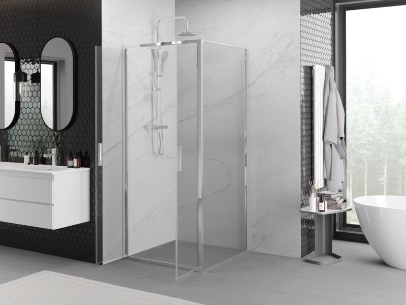 Kabina prysznicowa Mexen Exo uchylna 80 x 80 cm transparent chrom 1 szt.