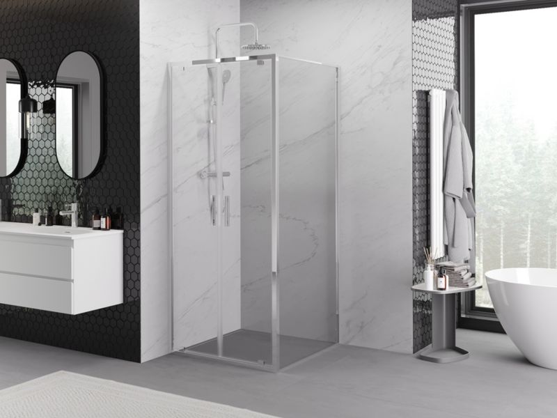Kabina prysznicowa Mexen Exo uchylna 80 x 80 cm transparent chrom 1 szt.