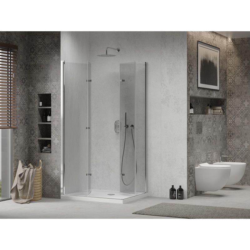 Kabina prysznicowa Mexen Lima Duo składana 100 x 90 cm transparent chrom + brodzik Flat