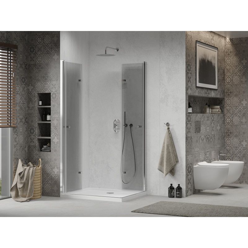 Kabina prysznicowa Mexen Lima Duo składana 100 x 90 cm transparent chrom + brodzik Flat