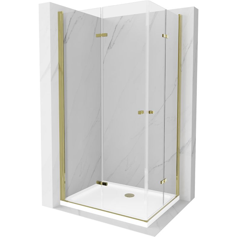 Kabina prysznicowa Mexen Lima Duo składana 100 x 90 cm transparent złota + brodzik Flat
