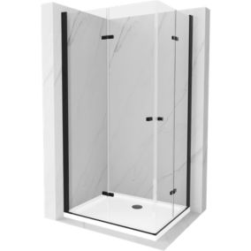 Kabina prysznicowa Mexen Lima Duo składana 90 x 80 cm transparent czarna + brodzik Flat